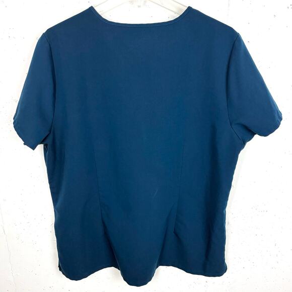 Figs Catarina One-Pocket Scrub Top Blue V-Neck Darted Back Short Sleeve Size XXL - Picture 2 of 9